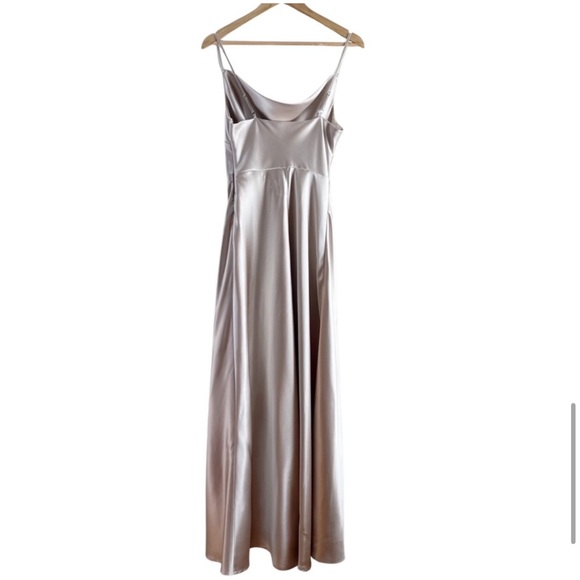 BIRDY GREY Lisa Satin Maxi Gown / Dress Neutral Champagne Sz L Wedding Formal - Picture 6 of 14